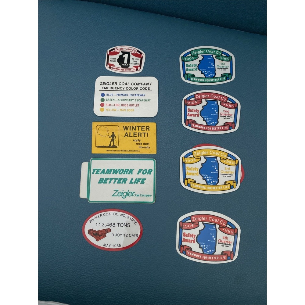 VTG Ziegler Coal Company 1904-1984 Stickers Decals- Safety Awards